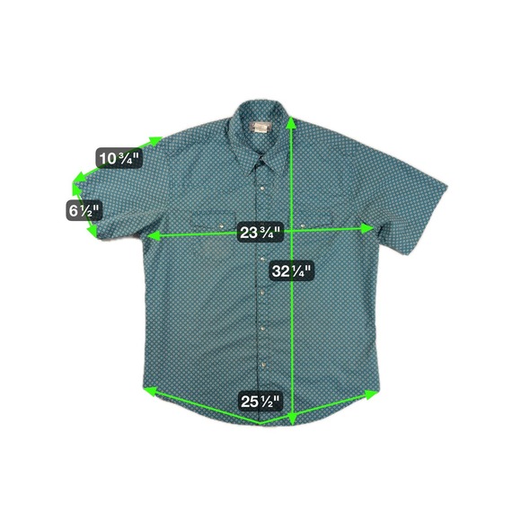 Wrangler Wrancher Shirt Mens XL Blue Geometric Pearl Snap Western Short Sleeve - Picture 3 of 6